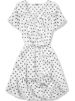 Bílé puntíkované šaty s volány