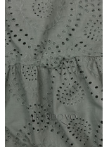 Khaki šaty z děrovaného materiálu
