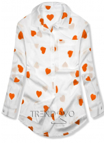 Bílo-oranžová košile se srdíčky