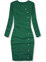 Zelené strečové šaty s dekorativními knoflíky