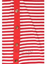 Červené pruhované tričko s ozdobnými knoflíky