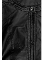Černá koženková bunda s kapsami TD-120