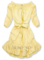 Žluté pruhované off-shoulder šaty