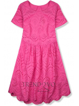 Růžové oversized šaty z děrovaného materiálu