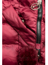 Tmavě červená prodloužená zimní bunda/vesta
