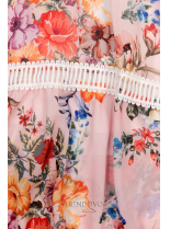 Růžové asymetrické květinové šaty