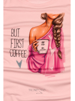 Pudrové oversized šaty BUT FIRST COFFEE