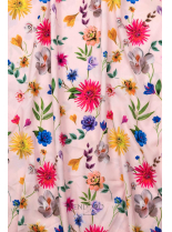 Pudrové maxi květinové barevné šaty