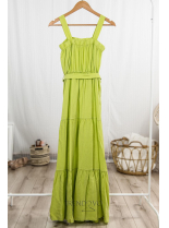 Pistáciově zelené letní maxi šaty na ramínka