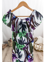 Fialově - zelené maxi šaty s květinovým potiskem