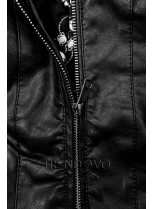 Černá kožená bunda J-8028