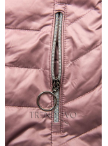 Růžová jarní prošívaná bunda s kapucí