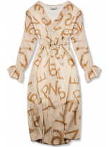 Béžové midi šaty s potiskem písmen