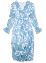 Bledě modré midi šaty s potiskem písmen