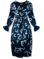 Tmavě modré midi šaty s potiskem písmen