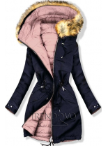 Oboustranná zimní bunda modrá/růžová