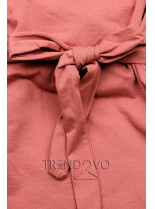 Lososově růžové basic šaty s malou taškou v pase