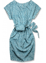 Modré tečkované šaty s taškou v pase