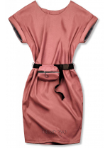 Tmavě růžové koženkové šaty