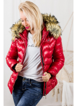 Červená krátká zimní bunda