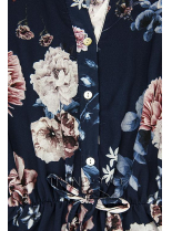 Květinové midi šaty tmavě modré