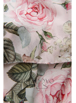 Růžové květinové šaty s volány a krajkou