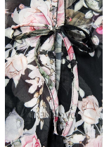 Černé květinové šaty s volány a krajkou
