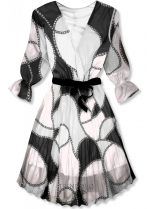 Vzorované midi šaty černo-bílé