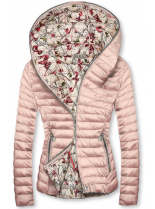Světle růžová prošívaná bunda s kapucí