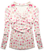 Tričko s potiskem srdíček bílá/růžová HEART10