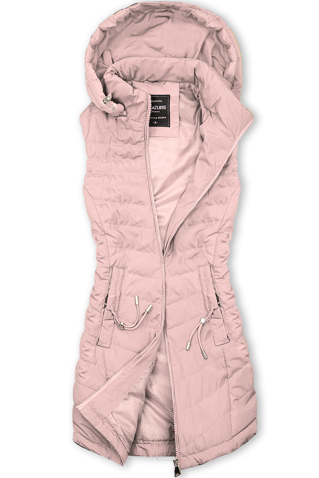 Růžová vesta s odepínatelnou kapucí