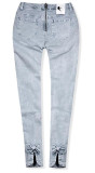 Šedé jeans kalhoty se zipem vzadu