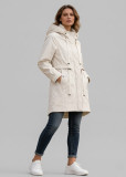 Ecru jarní parka s velkou kapucí