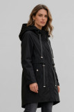 Černá jarní parka s velkou kapucí