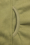 Khaki prodloužená mikina na zip