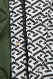 Přechodná vzorovaná oboustranná parka khaki