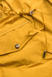 Mustard-béžová parka s kožešinovým lemem