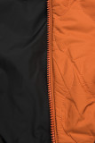 Prošívaná podzimní parka oranžová/černá