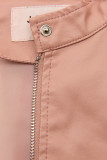 Růžová basic koženková bunda
