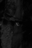 Zimní parka v prodlouženém střihu s kožešinou černá