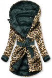 Oboustranná bunda zelená/leopardí vzor
