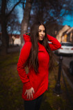 Tmavě modrá mikina v asymetrickém střihu