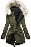 Khaki-černá oboustranná zimní parka