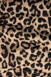Hnědá oboustranná parka s leopardím vzorem