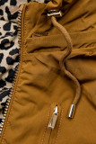 Hnědá oboustranná parka s leopardím vzorem