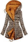 Hnědá oboustranná parka s leopardím vzorem