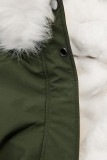 Khaki zimní parka s bílým plyšem