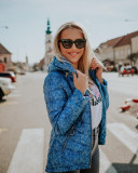 Světle modrá melírovaná jarní bunda