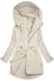 Ecru jarní parka s velkou kapucí