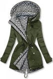 Přechodná vzorovaná oboustranná parka khaki